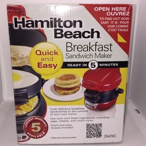 Hamilton Beach Breakfast Sandwich Maker Red New